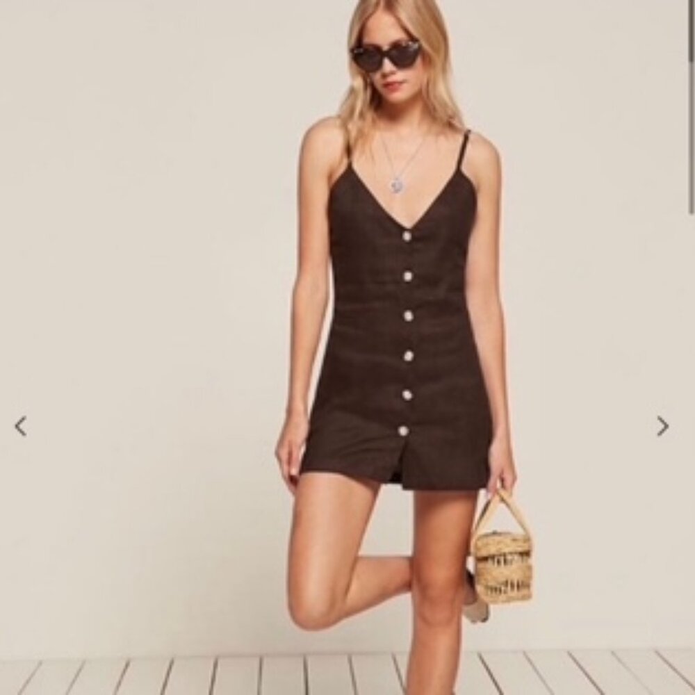 Reformation Kauai Linen Dress in Cocoa